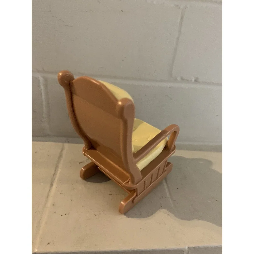 Fisher Price Loving Family Dollhouse Nursery Brown Yellow Rocking Chair